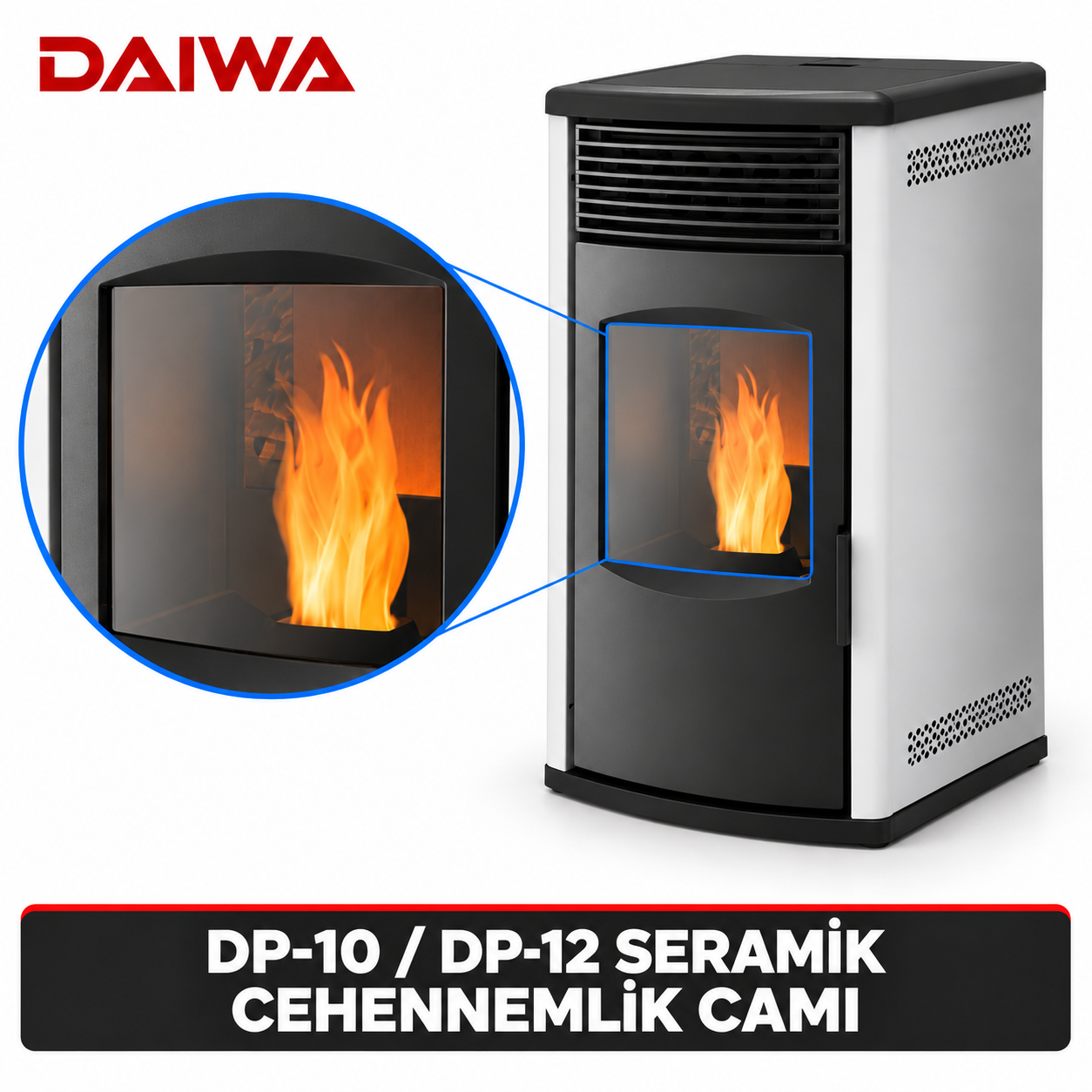 Daiwa DP-10 / DP-12 Seramik Cehennemlik Camı – ilgili camın büyütülmüş görünümü