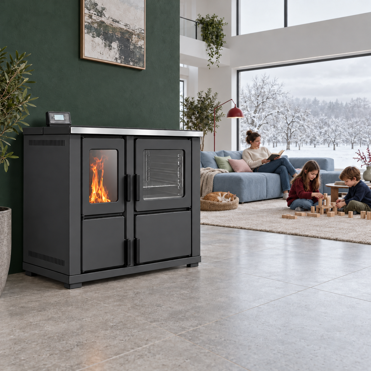 DAİWA DP-22 F PELET SOBASI KUZİNELİ KALORİFERLİ (Kargo Bedava)
